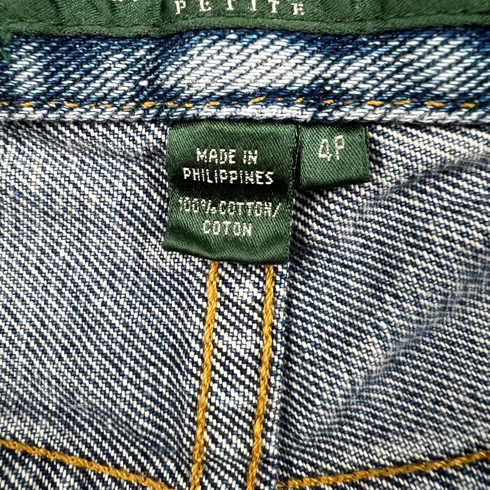 Vintage Lauren Ralph Lauren Jeans Womens 4 Petite Denim Wide Straight Leg - Picture 8 of 12